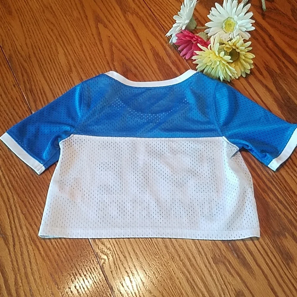Justice Gymnastics Top - Blue & White - Girl's 6